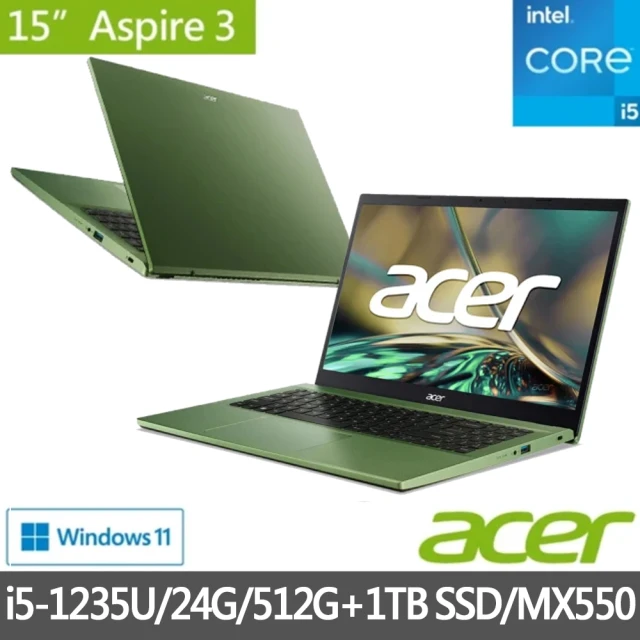 Acer 宏碁 15吋輕薄獨顯特仕筆電(A315-59G-52QG/i5-1235U/8G+16G/512G+1TB SSD/MX550/Win11)