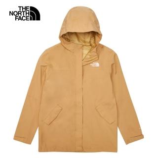 【The North Face 官方旗艦】北面兒童棕色DryVent防水透氣連帽衝鋒衣｜87B4I0J(外套)