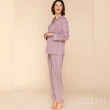 【COEMI】兩件式長袖開釦睡衣 居家服 長袖套裝 女睡衣(芋紫-231C031)