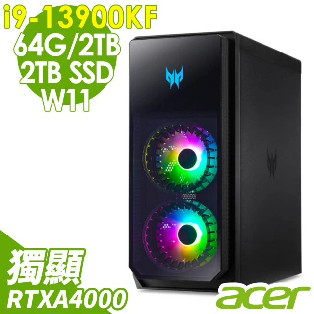 Acer 宏碁 i9獨顯RTX電競桌機(PO5-650/i9-13900KF/RTXA4000_16G/64G/2TSSD+2TBHDD/W11)