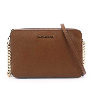 【Michael Kors】金字logo方形鏈帶斜揹包(焦糖)
