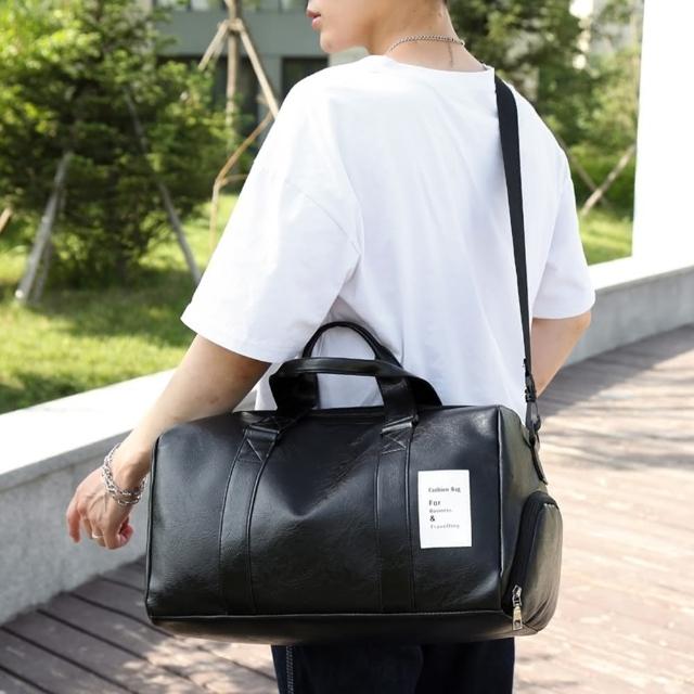 【巴黎精品】現貨+預購 旅行袋皮革手提包(側背大容量健身包鞋位男女包包2色a1cg38)