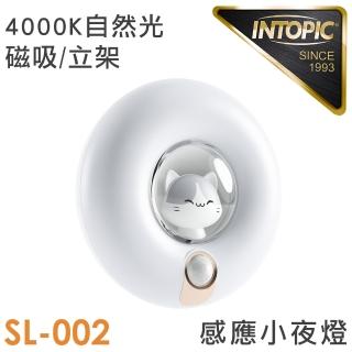 【INTOPIC】充電式 微笑灰喵感應小夜燈(GW-SL-002)