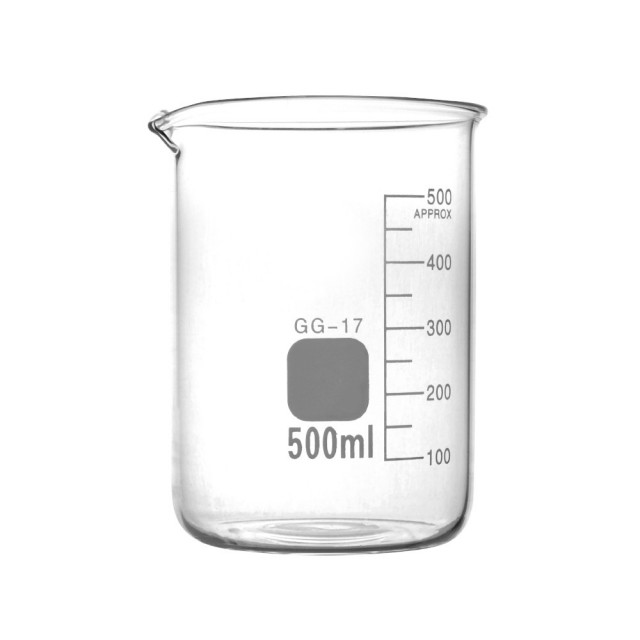 【工具達人】玻璃燒杯 玻璃無柄燒杯 刻度燒杯 500ml 有嘴燒杯 玻璃杯 實驗用燒杯 加熱燒杯(190-GCL500)