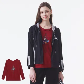 【MYVEGA 麥雪爾】出清品 撞色滾邊鏤空時尚女子圖案上衣-紅