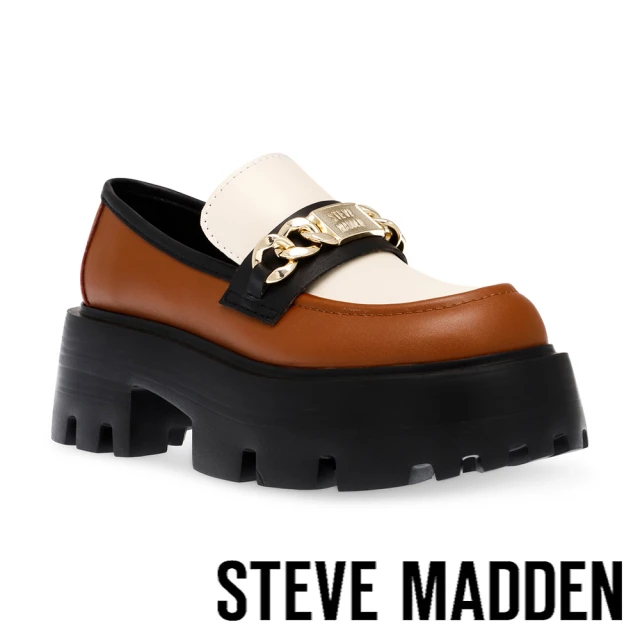 【STEVE MADDEN】MOTORIDE 飾扣厚底樂福鞋(米粽色)