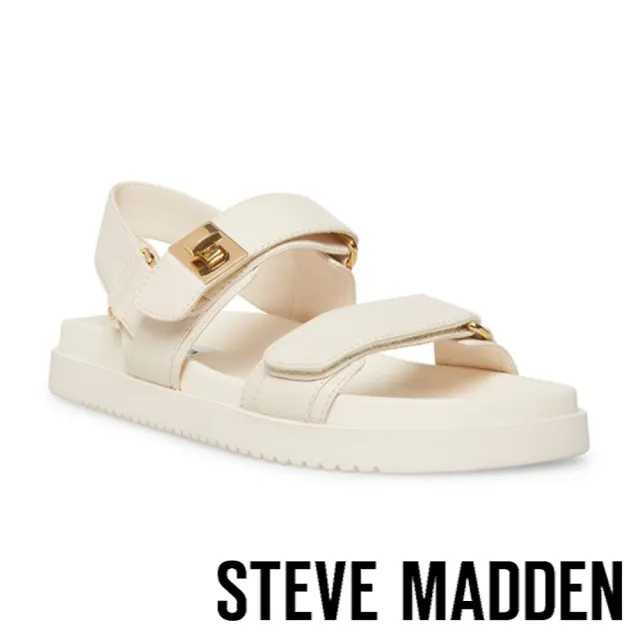 【STEVE MADDEN】MONA 粗帶飾釦休閒涼鞋(米白色)