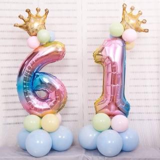 夢幻漸層40吋大數字氣球立柱1組(生日派對 求婚告白 畢業跨年 七夕情人節 寶寶周歲 佈置)