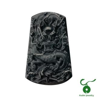 【K.D.J 圓融珠寶】墨翠龍牌天然A貨翡翠墜飾