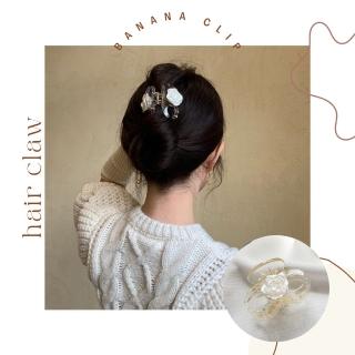 【FALAMILA LML】小香風米白溫柔氣質髮飾(優雅氣質髮夾)