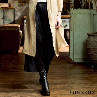 【GINKOO 俊克】飄逸皺褶寬褲