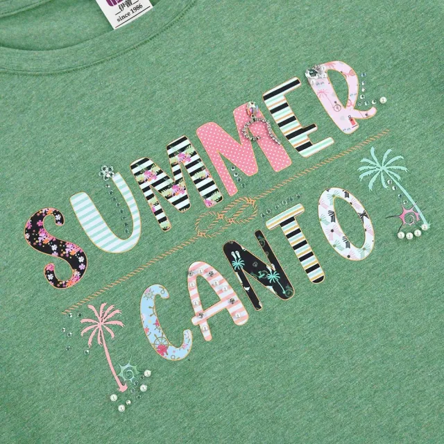 【ILEY 伊蕾】夏日玩彩字母棉質上衣(綠色；M-2L；1222081242)