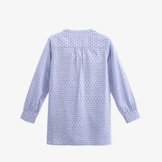 【Arnold Palmer 雨傘】女裝-滿版印花牛津紡寬鬆長版襯衫(淺藍色)