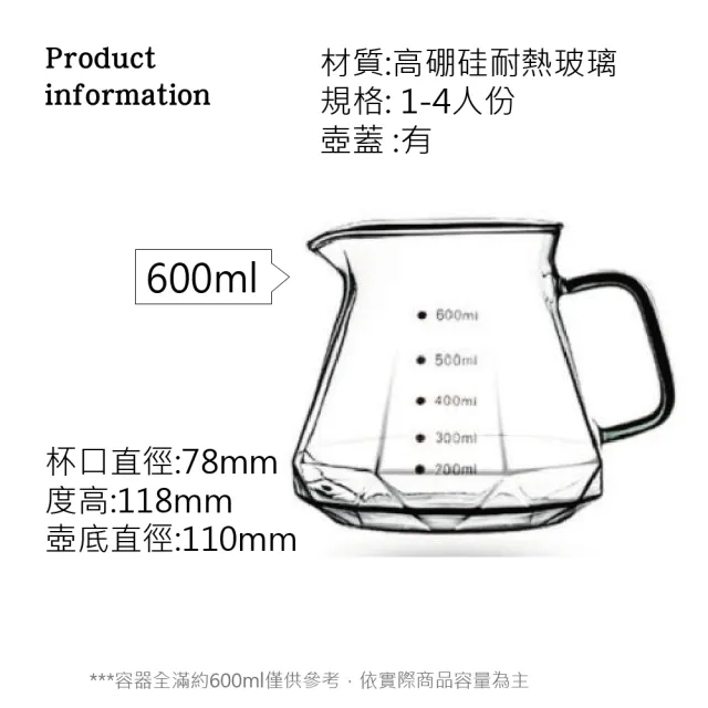 【MOREJIA】高硼硅耐熱玻璃  手沖咖啡壺套裝 濾杯 咖啡壺 分享壺 咖啡分享壺 玻璃壺(白色)