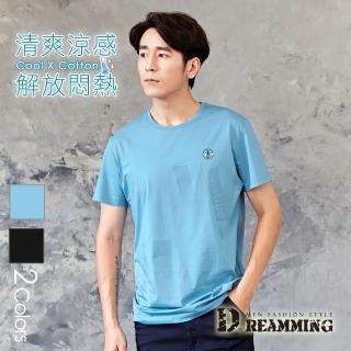 【Dreamming】潮流昆蟲圓標字母萊卡彈力圓領短T 親膚 涼感 透氣(共二色)