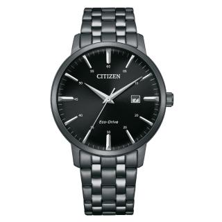 【CITIZEN 星辰】簡約時尚光動能腕錶 40mm 黑鋼(BM7465-84E)