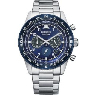 【CITIZEN 星辰】光動能航空計時錶 43mm 藍(CA4554-84L)