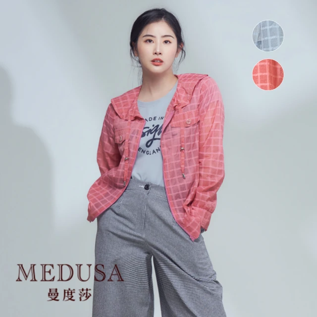 MEDUSA 曼度莎 現貨-野餐格紋半透防曬外套 - 2色（M-2L）｜女防曬外套 夾克 涼感(101-90407)