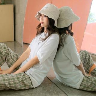 【OB 嚴選】居家時尚純色條紋彈力長版交錯造型短袖上衣 《AB14856》
