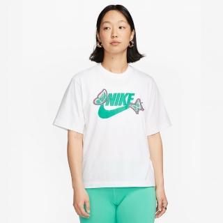 【NIKE 耐吉】上衣 女款 短袖上衣 運動 寬鬆版 AS W NSW TEE OC 1 BOXY 白綠 FD2526-100