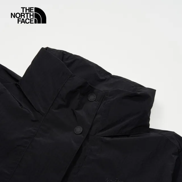 【The North Face 官方旗艦】北面女款黑色DWR防潑水立領防風外套｜83QYJK3