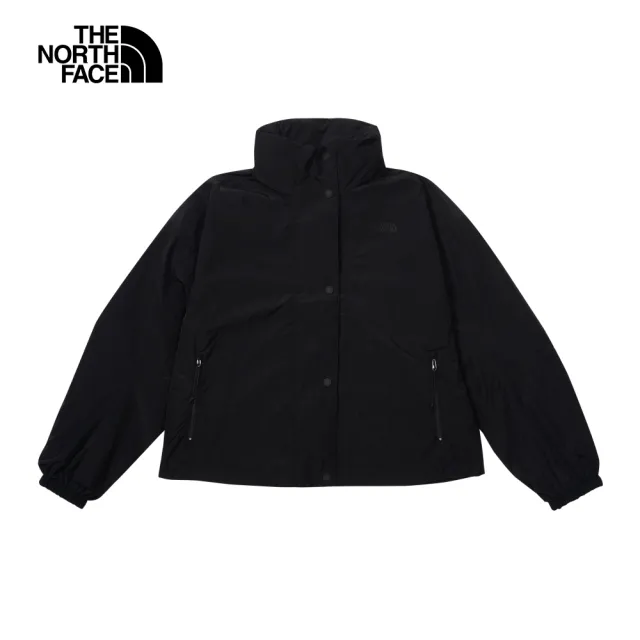 【The North Face 官方旗艦】北面女款黑色DWR防潑水立領防風外套｜83QYJK3