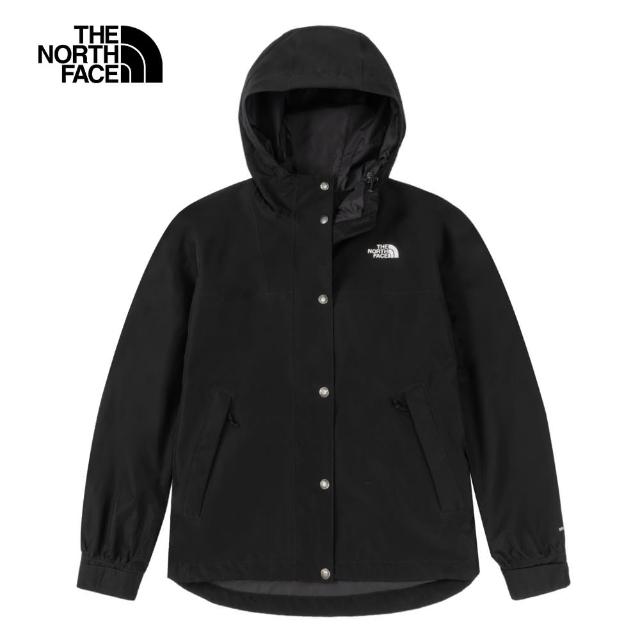 【The North Face 官方旗艦】北面女款黑色DryVent防水透氣衝鋒衣外套｜7QSIJK3(外套)