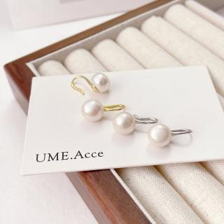 【UME.Acce】母親節禮物 純銀淡水珍珠耳勾式耳環(S925純銀 天然珍珠 純銀 耳環 耳勾式 純銀耳環 珍珠耳環