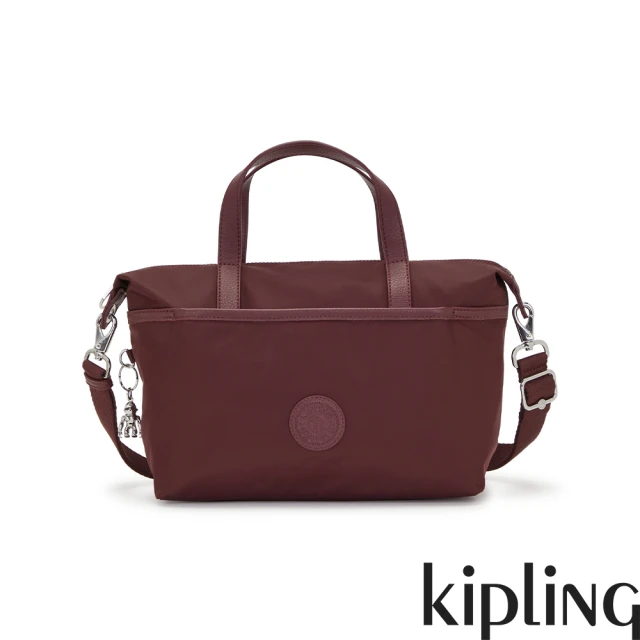 KIPLING官方旗艦館 熱葡萄酒紅簡約手提肩背托特包-KA