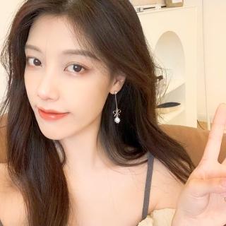 【SUMMER一夏】韓國設計無耳洞耳環 輕奢蝴蝶結水鑽流蘇長款小眾設計獨特蚊香盤耳環(ins韓風)