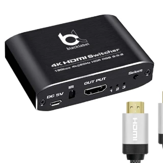 【blacklabel】4K HDMI 視訊切換器2m傳輸線(支援3D視頻 三進一出 高清4K 高畫質 即插即用 選擇器)