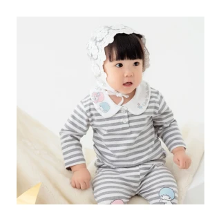 【OB 嚴選】美國棉台灣製可愛雙子星彈性條紋半開襟嬰幼寶寶上衣嬰幼童裝 《KB1428》