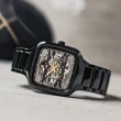 【Rado 雷達表】True Square真我系列 高科技陶瓷方形鏤空 雙層錶盤機械腕錶-黑 R05(R27124162 防水50米)