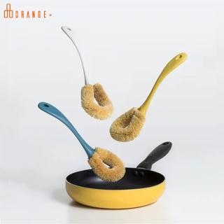 【Orange Plus 悅康品家】長柄棕刷-黃色(杯刷 洗碗刷 洗鍋刷 清潔刷 刷子 天然 棕毛刷 強力去汙 不傷鍋)