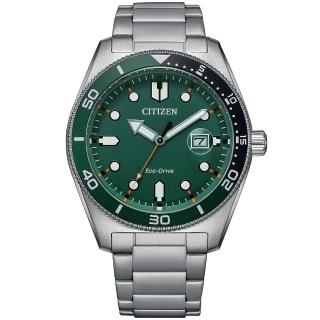 【CITIZEN 星辰 官方授權】光動能潮流運動風手錶-43mm/綠 禮物(AW1768-80X)