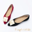 【Pineapple Outfitter】FATHI 羊皮金屬飾釦尖頭平跟鞋(紅色)