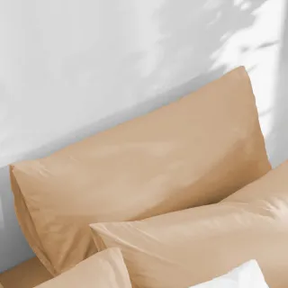 【AnD HOUSE 安庭家居】MIT 200織精梳棉-特大床包枕套組-奶霜橘(雙人特大/100%純棉)
