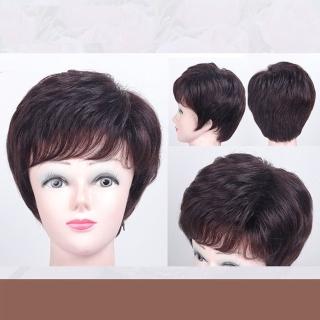 【巴黎精品】現貨+預購 女短假髮真髮假髮透氣假髮片輕量隱形增髮量假髮接髮(三七旁分斜瀏海5色a1cq18)