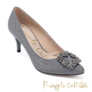 【Pineapple Outfitter】Shining Pixel 璀璨名媛 方鑽飾釦尖頭高跟鞋(灰色)