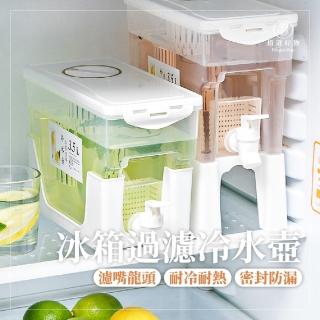 【Finger Pop 指選好物】雙重過濾冷水壺3.5L(附架高底座/冰箱冷水壺/茶壺/桌上壺/濾水壺/露營/中秋烤肉)