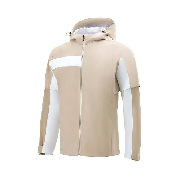 【HONMA 本間高爾夫】男款防雨撞色運動連帽拼雙色外套HMJC302R505(M-XXL 黑色 米)
