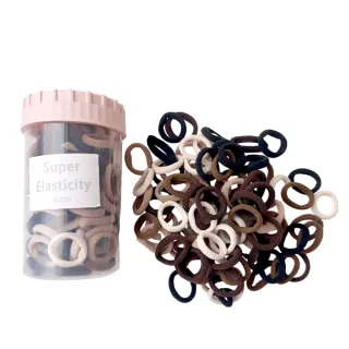 【OOTD】大地色彈力小髮圈100根罐裝(百搭 髮束  配件 髮繩 彈性 編髮 皮筋)