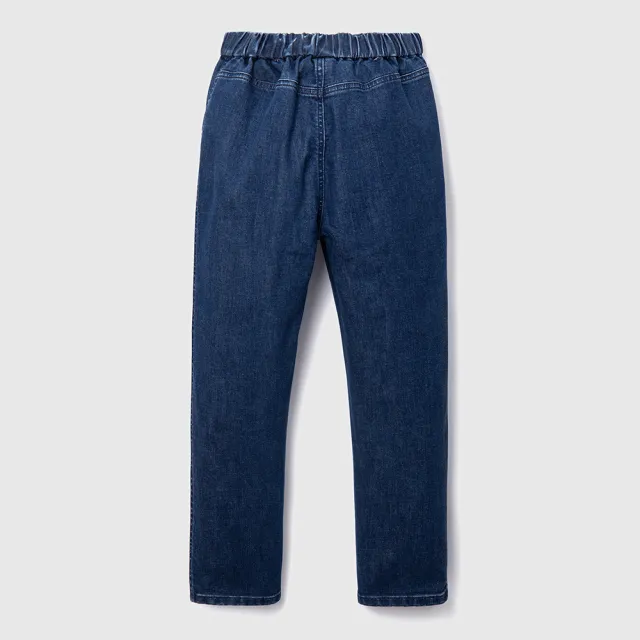 【GAP】女童裝 鬆緊錐形牛仔褲-深藍色(789272)