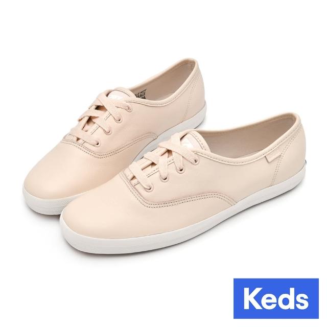 【Keds】CHAMPION 全新升級輕奢柔軟皮革休閒鞋(粉)