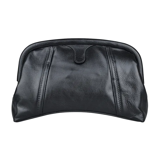 【Balenciaga 巴黎世家】BALENCIAGA巴黎世家EDITORS銀字B LOGO紙質小牛皮磁吸手拿包(迷你/黑)