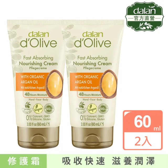 即期品【dalan】頂級摩洛哥堅果油特潤深層滋養修護霜60ml(2入組)