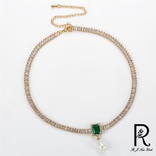 【RJ New York】幾何晶鑽水滴型華麗鋯石珍珠項鍊(6色可選)