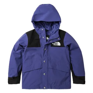 【The North Face 官方旗艦】北面兒童黑深藍拼接DryVent防水透氣連帽衝鋒衣｜8742KMI(外套)