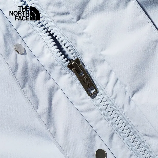 【The North Face 官方旗艦】北面兒童黑淺藍拼接防水透氣連帽衝鋒衣｜8742LPI