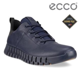【ecco】GRUUV M 樂步輕便經典防水皮革休閒鞋 男鞋(午夜藍 52522401303)